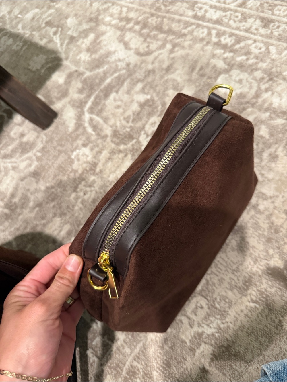 NWT Commense bintsge inspired Brown Suede Top handle tote bag Gold Hardware - Picture 9 of 13